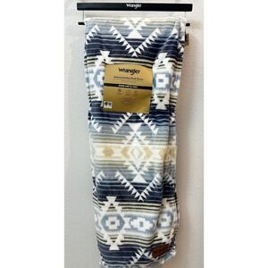 Wrangler Oversized Ultra Plush Throw Blanket Blue Southwestern Aztec 60x70 NEW